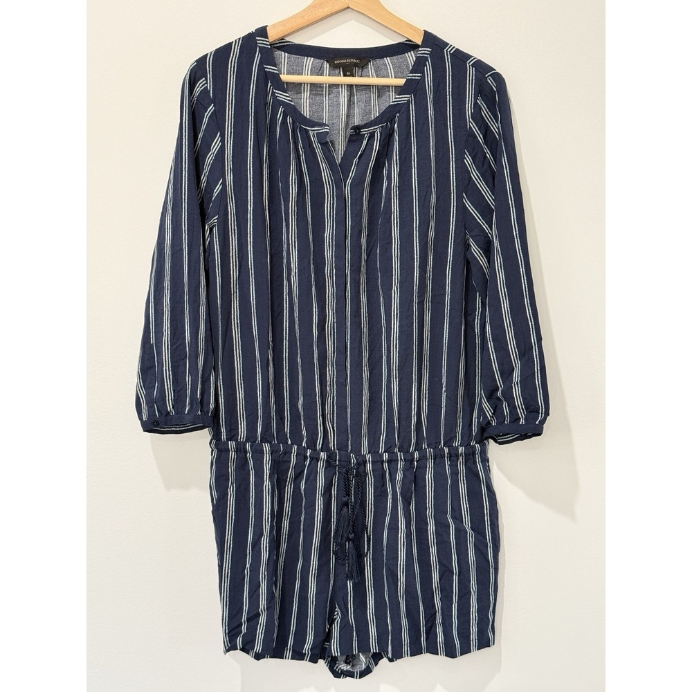 Banana Republic Romper Womens Medium Tie Waist‎ Coastal Vacation Beachy Travel